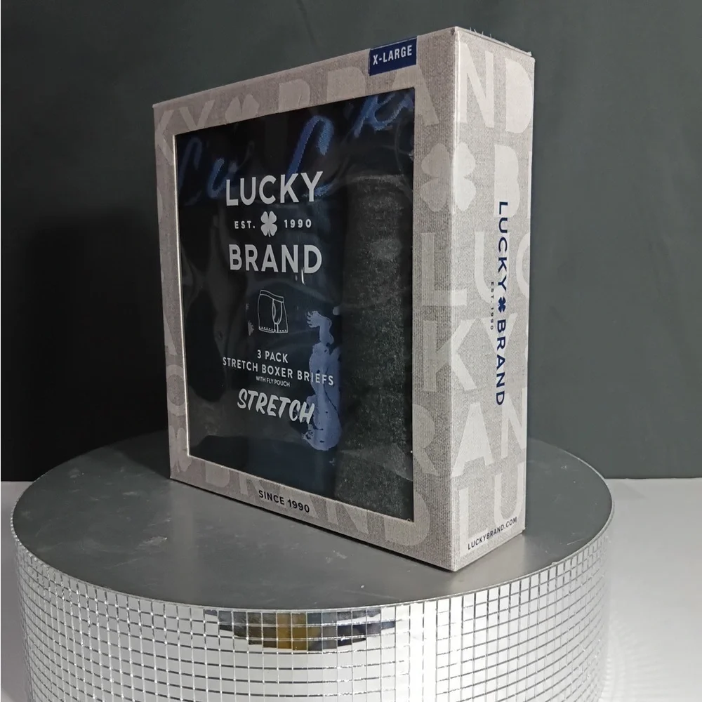 Lucky Brand Blue and Gray Boxer Briefs 3-Pack brand new